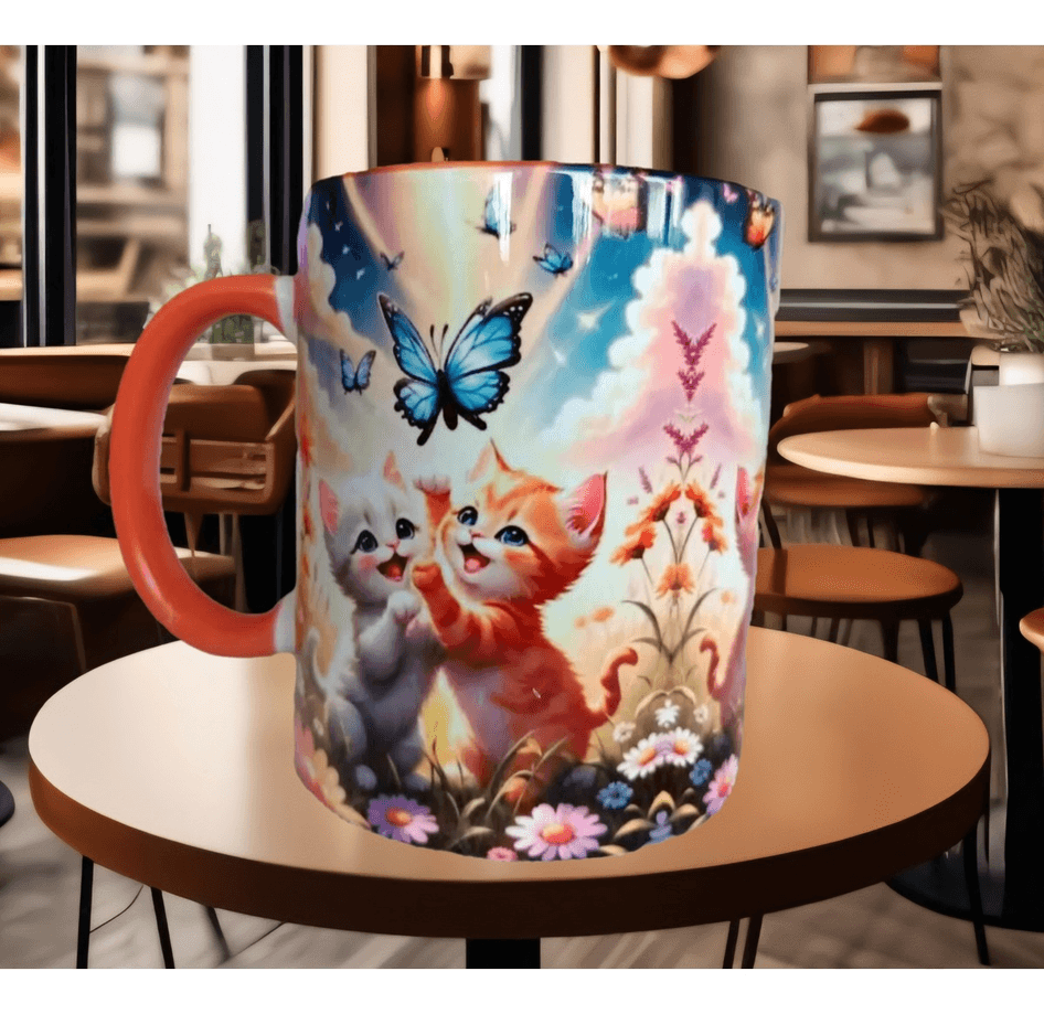 Kedi tasarım büyük boy kupa