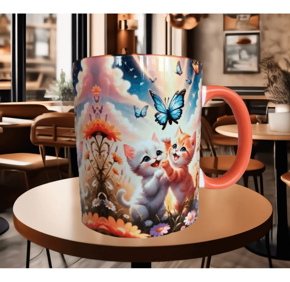 Kedi tasarım büyük boy kupa