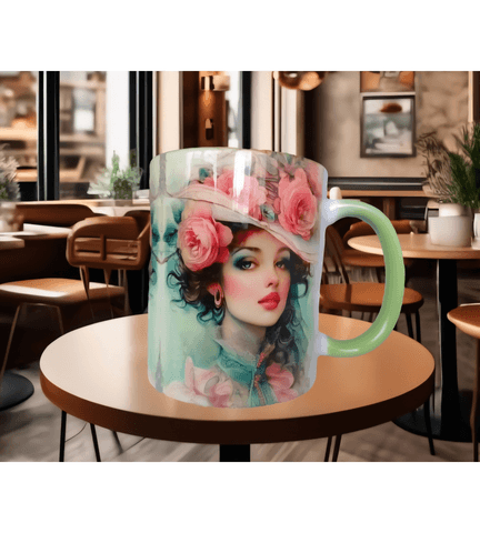 Vintage Tasarım Lady Büyük Boy Porselen Kupa