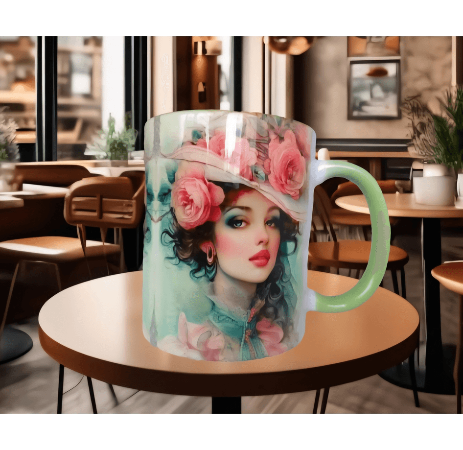 Vintage Tasarım Lady Büyük Boy Porselen Kupa