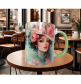 Vintage Tasarım Lady Büyük Boy Porselen Kupa