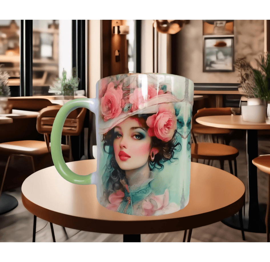 Vintage Tasarım Lady Büyük Boy Porselen Kupa