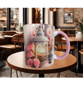 Vintage Tasarım Antik Fener Baskı Büyük Boy Porselen Kupa