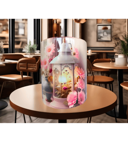 Vintage Tasarım Antik Fener Baskı Büyük Boy Porselen Kupa