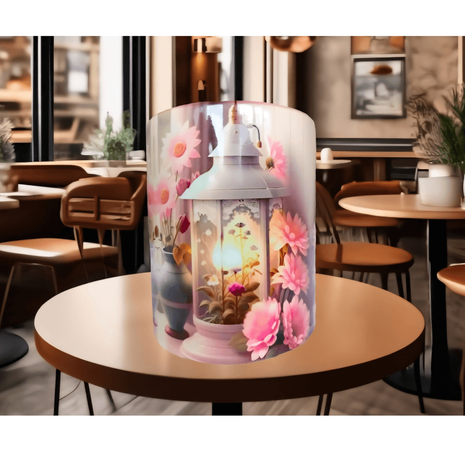 Vintage Tasarım Antik Fener Baskı Büyük Boy Porselen Kupa