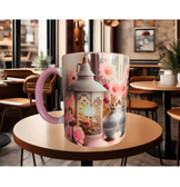 Vintage Tasarım Antik Fener Baskı Büyük Boy Porselen Kupa