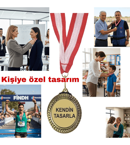 Kişiye özel baskılı gold altın rengi ödül madalya