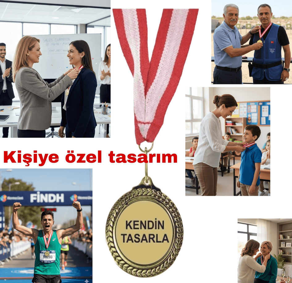 Kişiye özel baskılı gold altın rengi ödül madalya