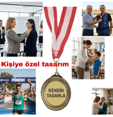 Kişiye özel baskılı gold altın rengi ödül madalya
