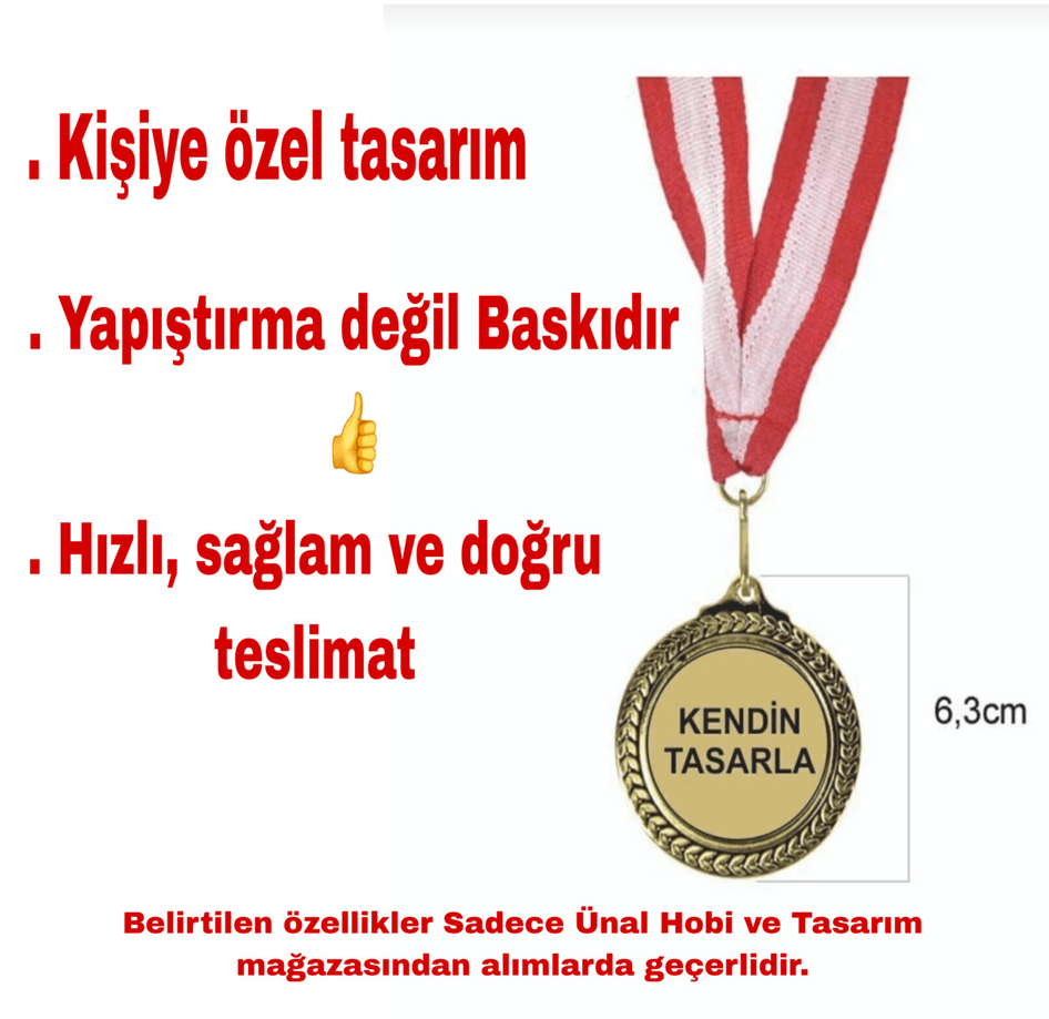 Kişiye özel baskılı gold altın rengi ödül madalya