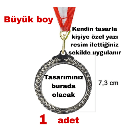 Kişiye özel Büyük boy Kendin tasarla gümüş madalya 1 Adet
