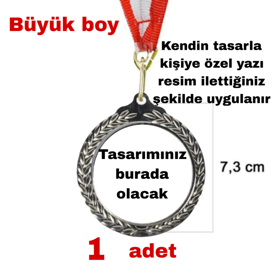 Kişiye özel Büyük boy Kendin tasarla gümüş madalya 1 Adet