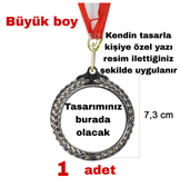 Kişiye özel Büyük boy Kendin tasarla gümüş madalya 1 Adet