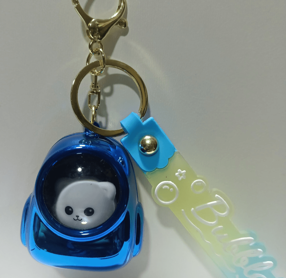 Çantalı kedi mavi ışıklı lüks anahtarlık