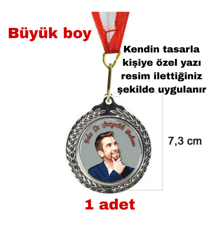 Kişiye özel Büyük boy Kendin tasarla gümüş madalya 1 Adet