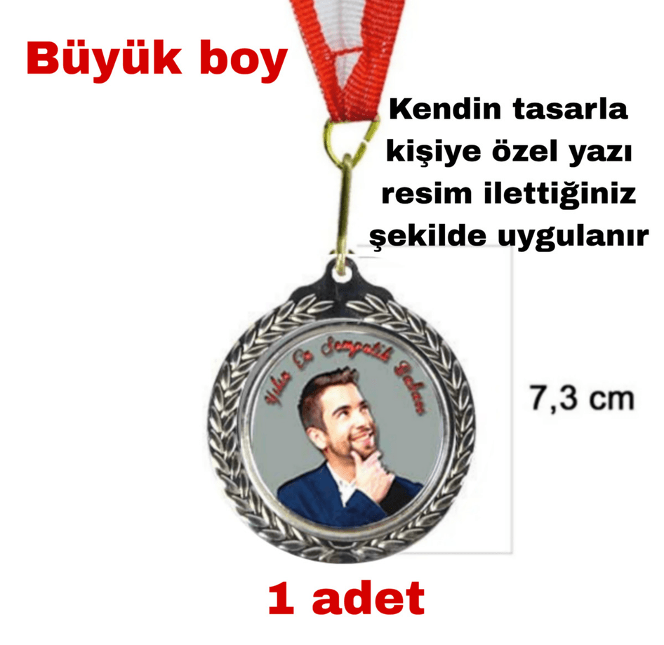 Kişiye özel Büyük boy Kendin tasarla gümüş madalya 1 Adet
