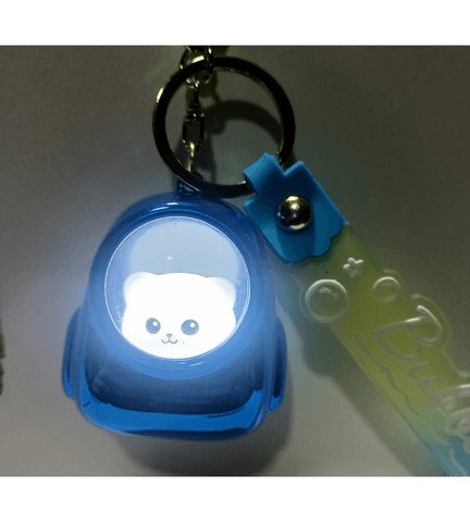 Çantalı kedi mavi ışıklı lüks anahtarlık