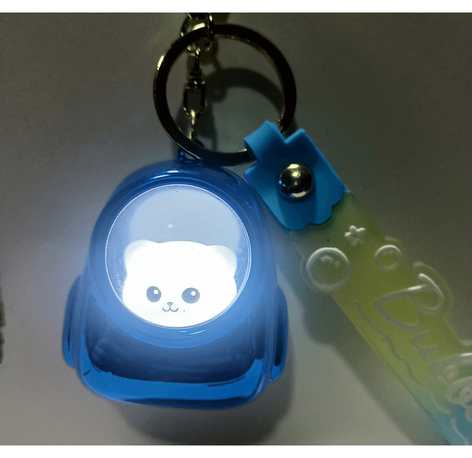 Çantalı kedi mavi ışıklı lüks anahtarlık
