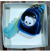 Çantalı kedi mavi ışıklı lüks anahtarlık