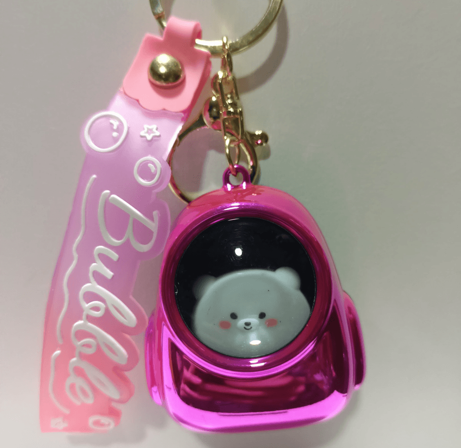 Çantalı kedi pembe ışıklı lüks anahtarlık