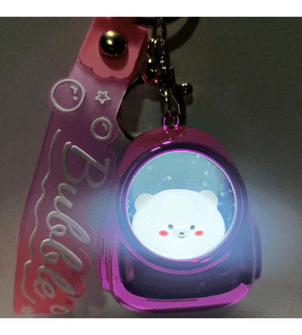 Çantalı kedi pembe ışıklı lüks anahtarlık