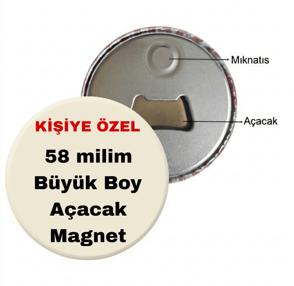 Kişiye özel 5 adet açacak magnet, Büyük boy kaliteli baskı
