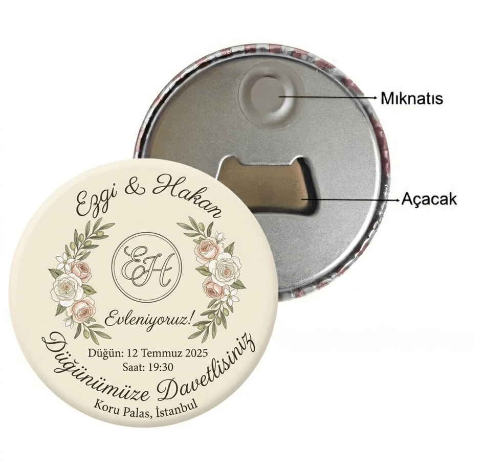 Kişiye özel 5 adet açacak magnet, Büyük boy kaliteli baskı