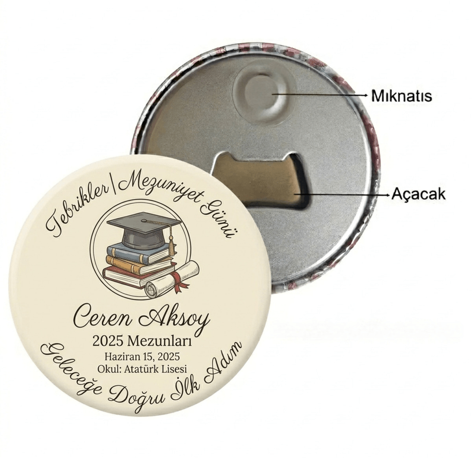 Kişiye özel 1 adet Açacak magnet, Büyük boy kaliteli baskı