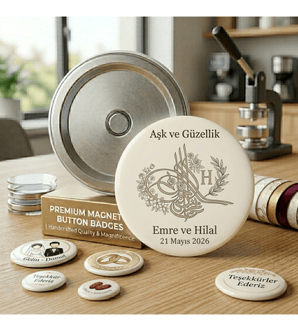 Kişiye özel 10 adet rozet magnet, Büyük boy kaliteli baskı