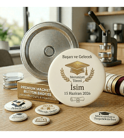 Kişiye özel 10 adet rozet magnet, Büyük boy kaliteli baskı