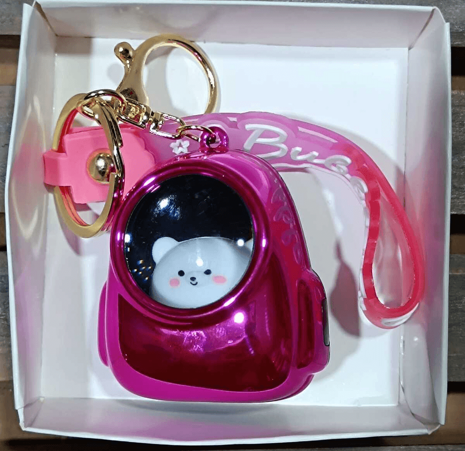 Çantalı kedi pembe ışıklı lüks anahtarlık