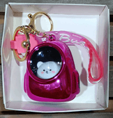 Çantalı kedi pembe ışıklı lüks anahtarlık