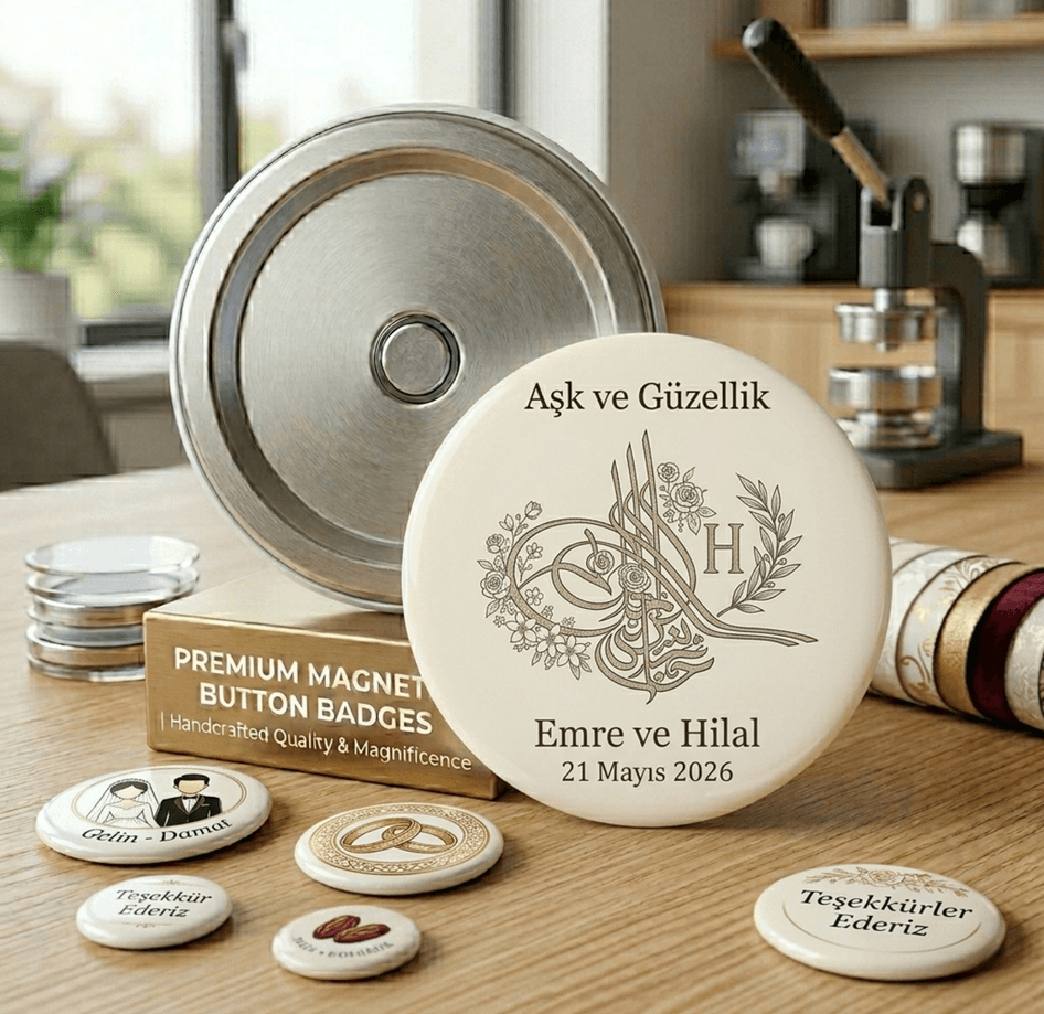 Kişiye özel 1 adet rozet magnet, Büyük boy kaliteli baskı