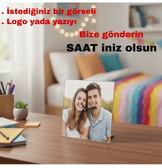 Kişiye özel baskı cam masa saati hediyelik kaliteli