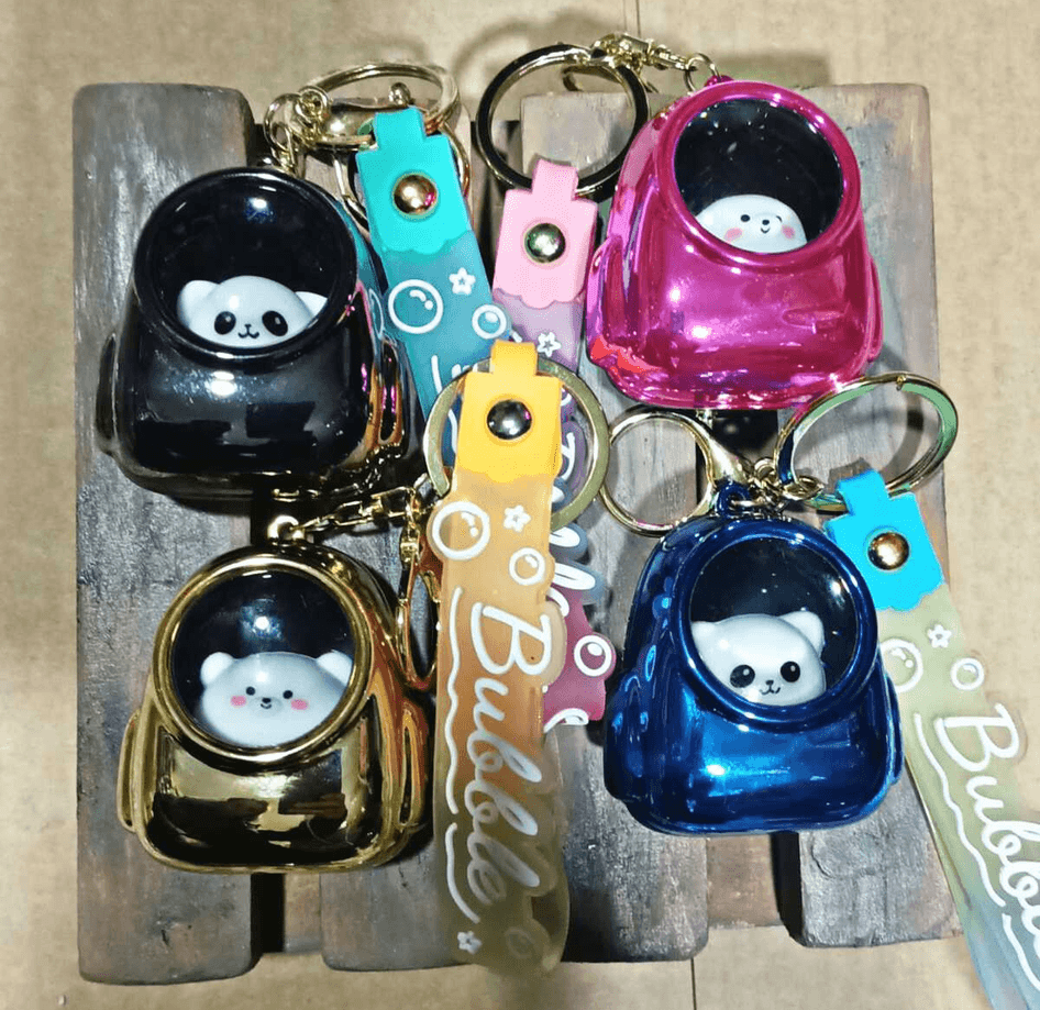 Çantalı kedi pembe ışıklı lüks anahtarlık