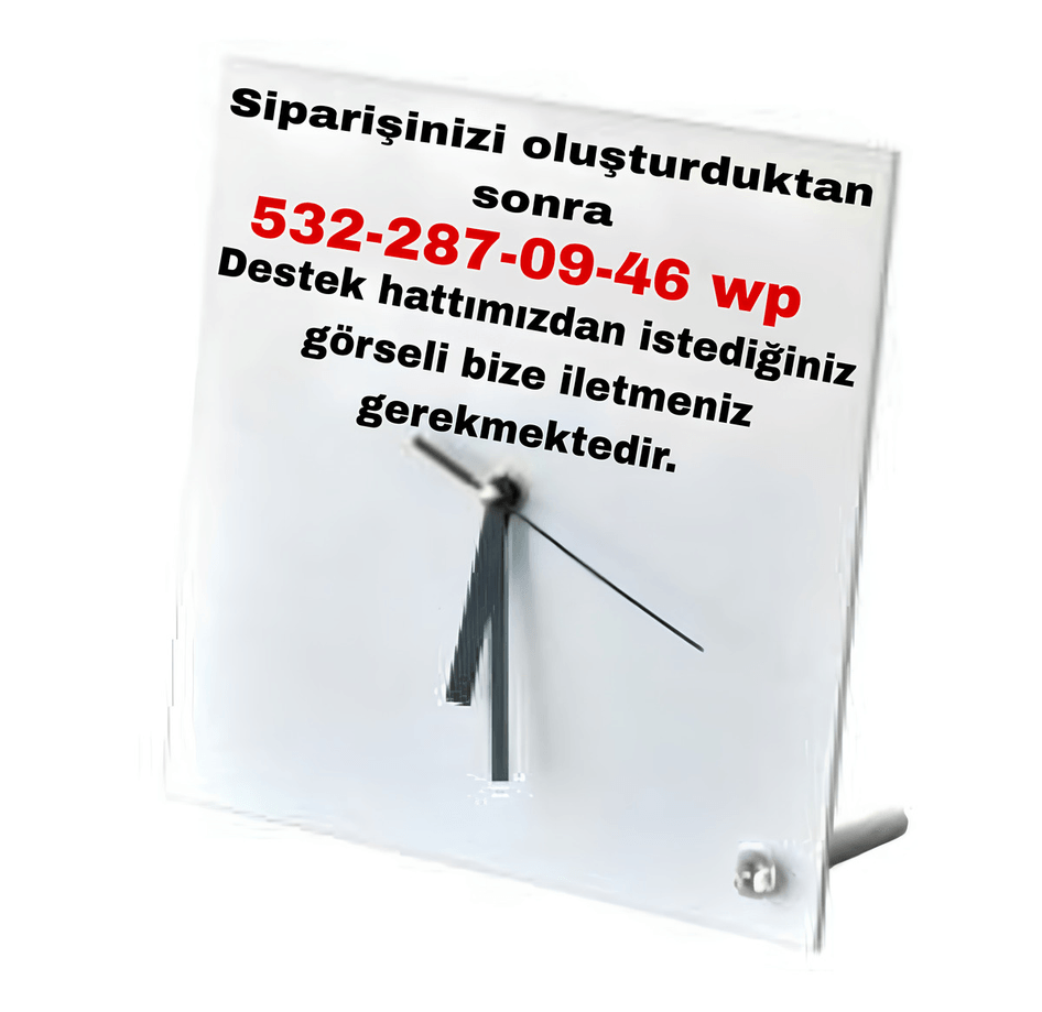 Kişiye özel baskı cam masa saati hediyelik kaliteli