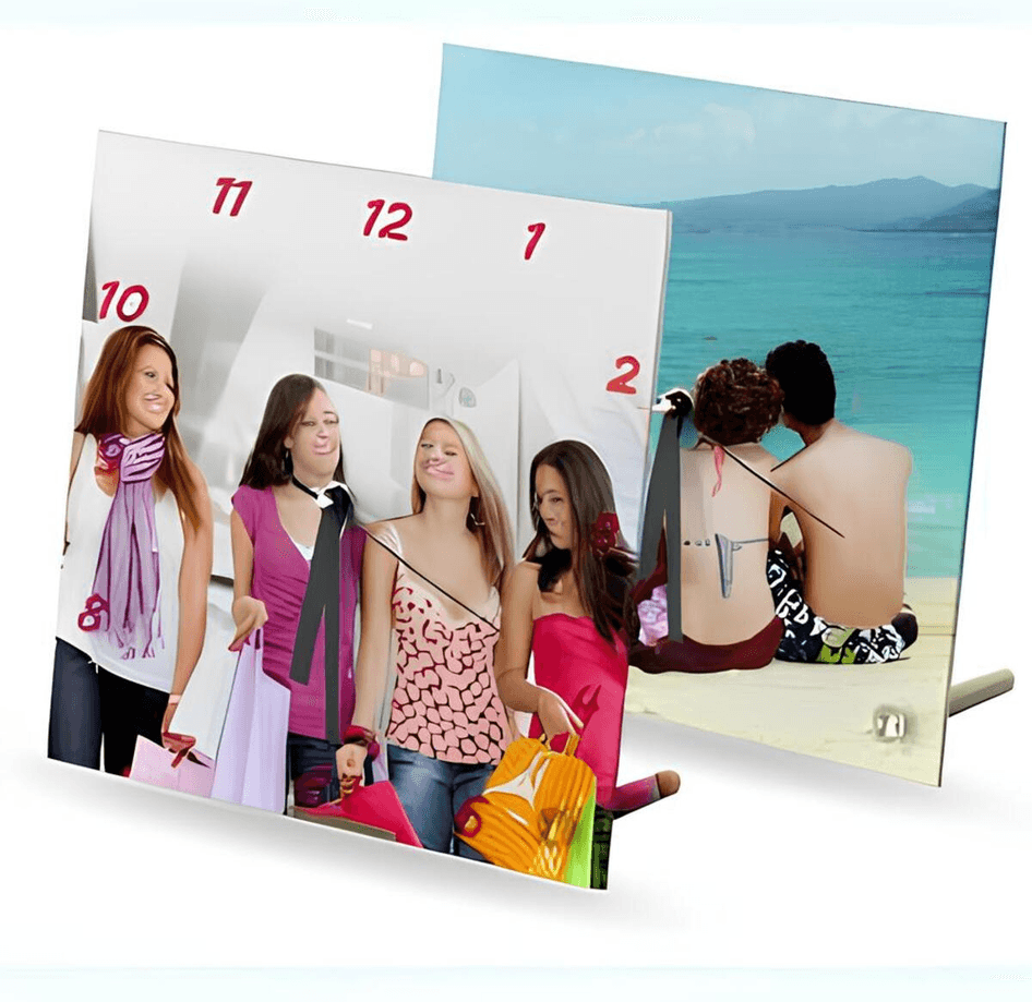 Kişiye özel baskı cam masa saati hediyelik kaliteli