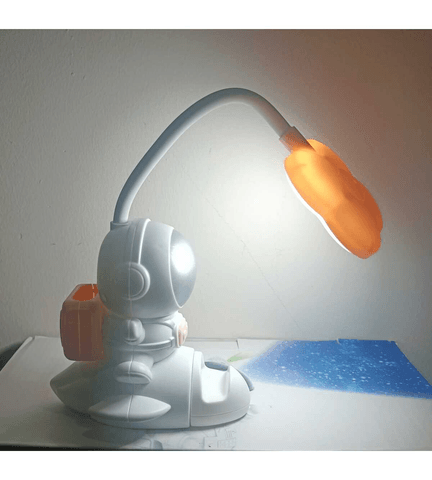 Minik astronot beyaz- pembemasa lambası, kalemlik, telefon tutucu