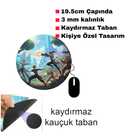 Kişiye özel baskı kaliteli yuvarlak mousepad