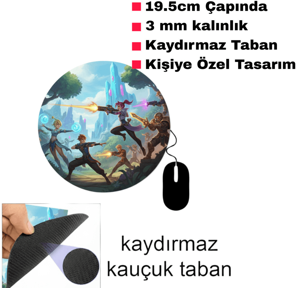 Kişiye özel baskı kaliteli yuvarlak mousepad