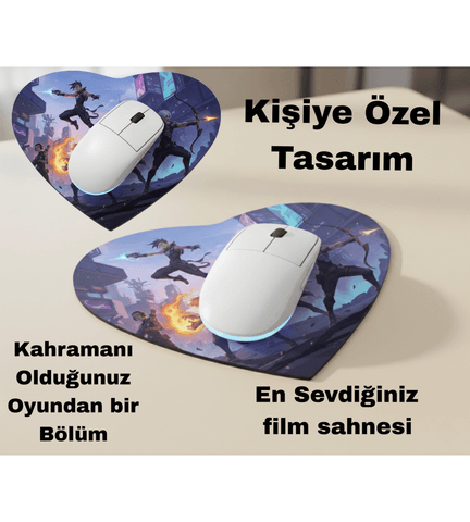Kişiye özel baskı kalp şeklinde mousepad