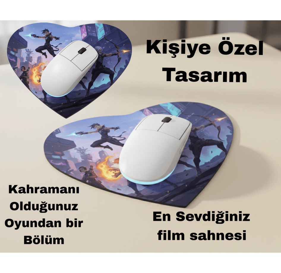 Kişiye özel baskı kalp şeklinde mousepad