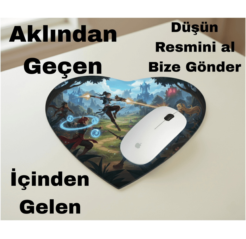 Kişiye özel baskı kalp şeklinde mousepad
