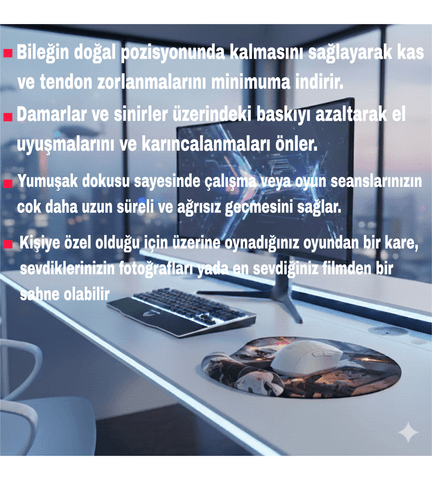 Kişiye özel baskı bilek destekli mousepad