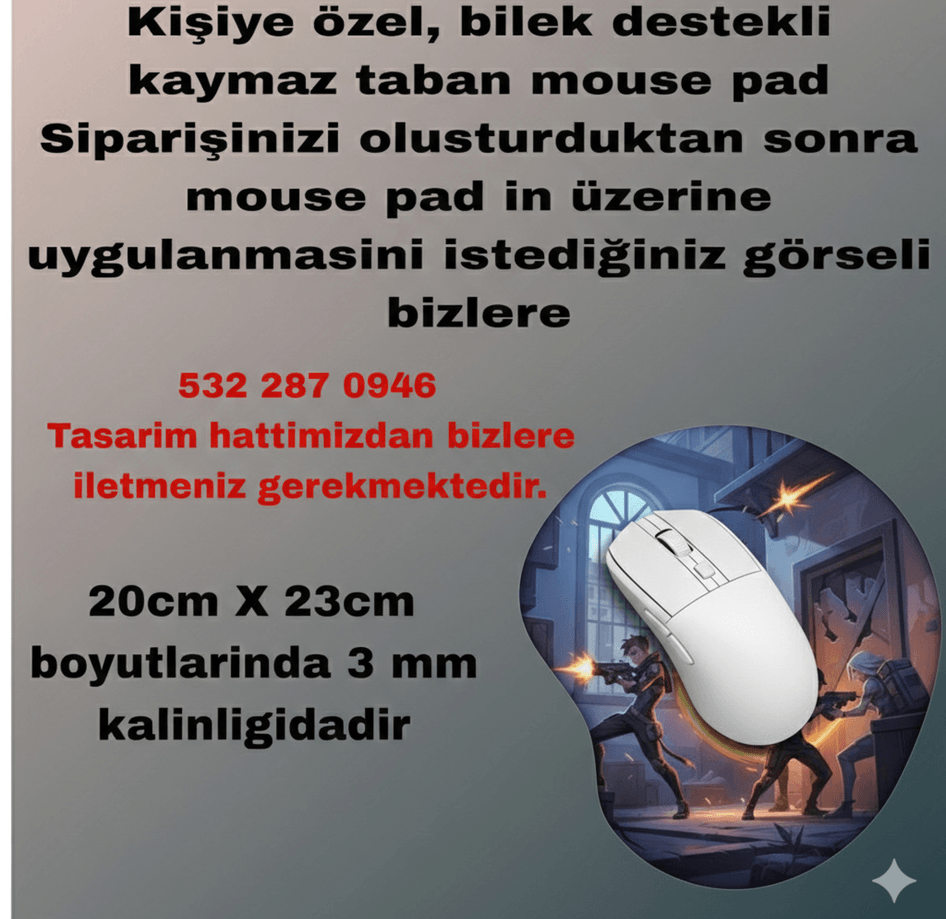 Kişiye özel baskı bilek destekli mousepad