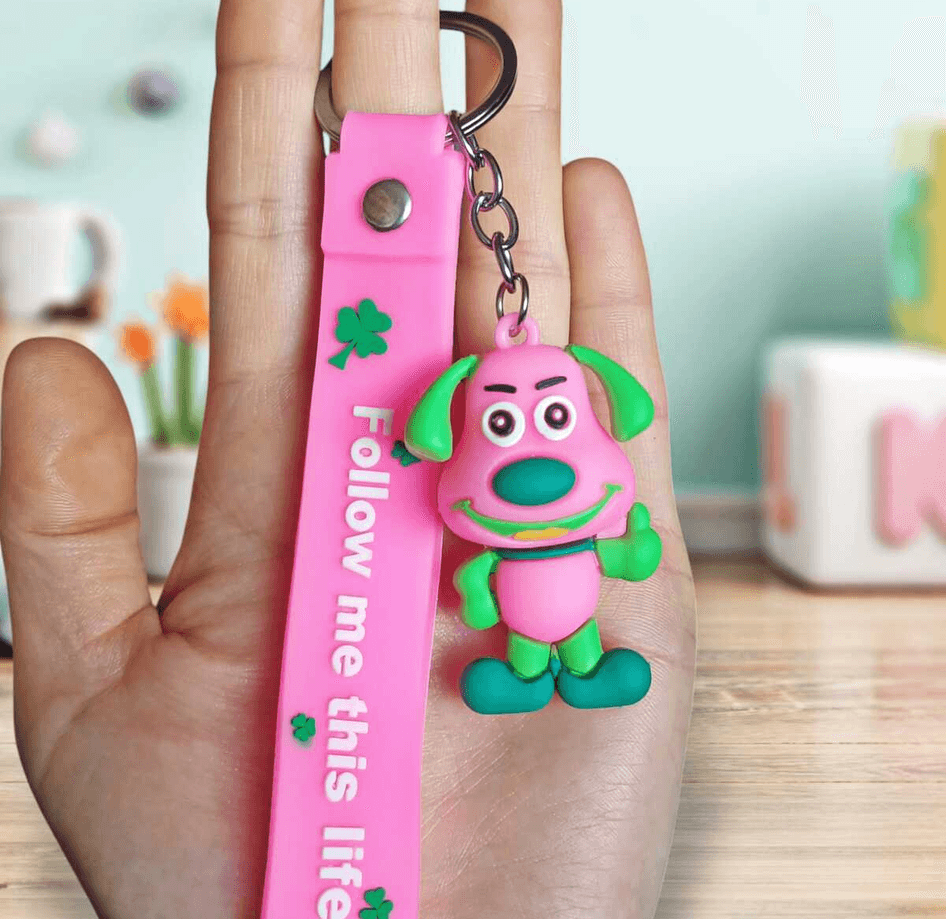 Sevimli köpek pembe silikon lüks anahtarlık çanta aksesuar