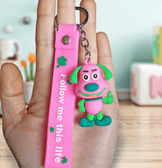 Sevimli köpek pembe silikon lüks anahtarlık çanta aksesuar