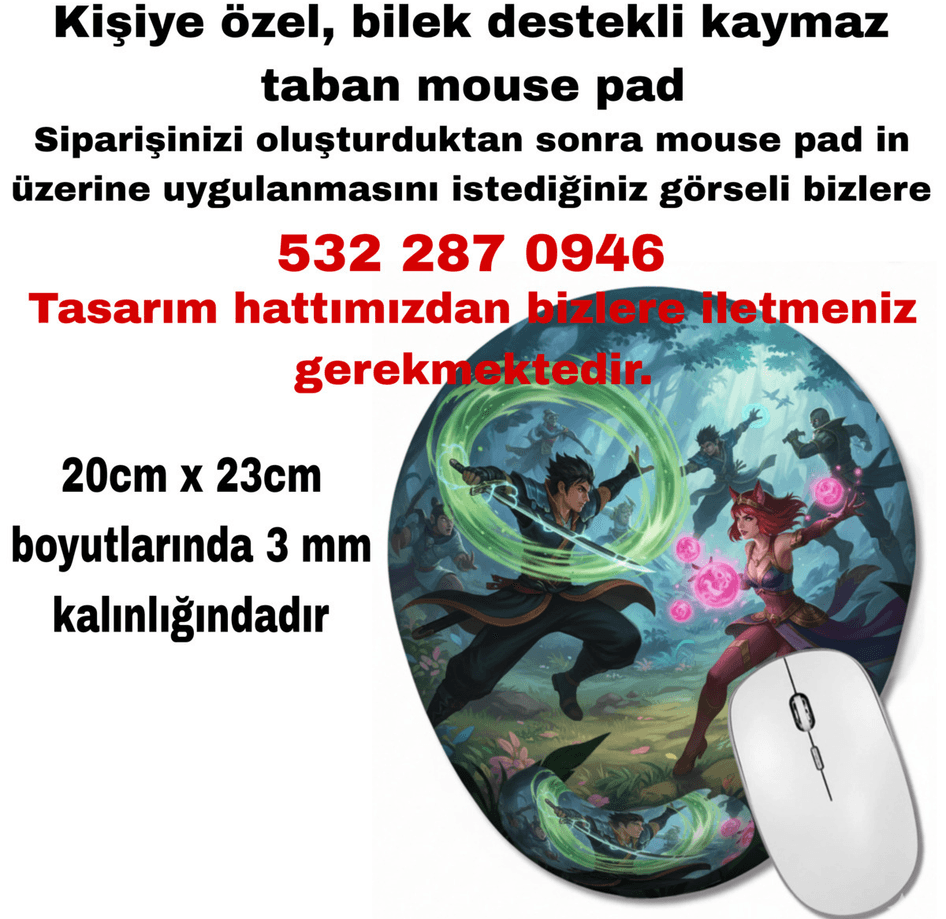 Kişiye özel bilek destekli mousepad