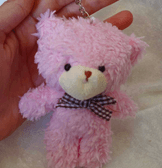 Sevimli pembe peluş ayıcık anahtarlık çanta aksesuarı