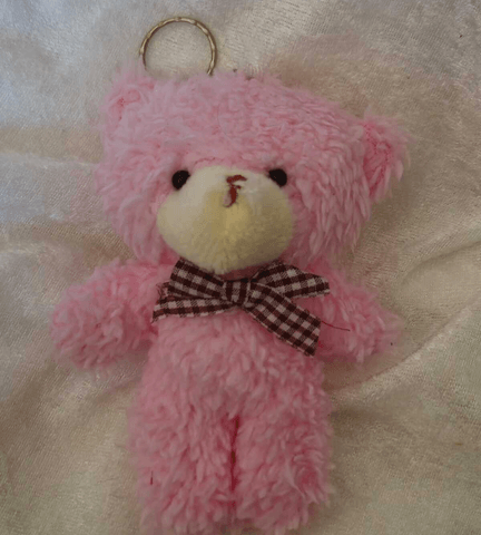 Sevimli pembe peluş ayıcık anahtarlık çanta aksesuarı